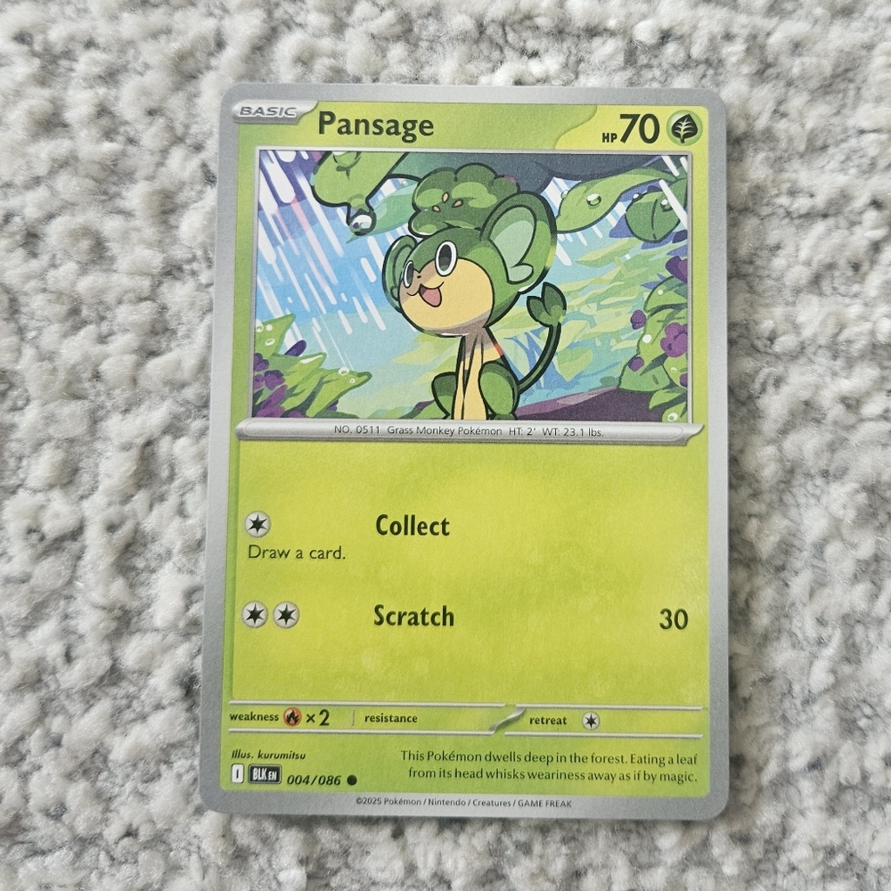 POKEMON TCG Card Pansage Black Bolt 004/086